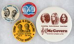 FOUR CLASSIC MCGOVERN CAMPAIGN BUTTONS INCLUDING THREE JUGATES.