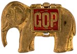 "GOP" MECHANICAL ELEPHANT WITH 1896 McKINLEY AND HOBART JUGATE PHOTOS.