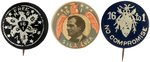 THREE BRYAN "16 TO 1" BUTTONS INCLUDING EAGLE MOTIF PORTRAIT STUD.