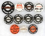 GIANTS 11 OPENING DAY BUTTONS 1985-1999 W/4 FROM MUCHINSKY BOOK.