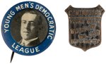 WILSON "YOUNG MEN'S DEMOCRATIC LEAGUE" BUTTON AND "CONTRIBUTOR" STUD BACK.