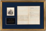 ABOLITIONIST FREDERICK DOUGLASS SIGNED DOCUMENT IN FRAMED DISPLAY.