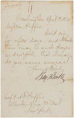 BENJAMIN BUTLER SIGNED LETTER FROM "APRIL 13, 1870."