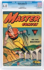 "MASTER COMICS" #10 JANUARY 1941 CGC 6.0 FINE CROWLEY PEDIGREE.