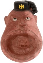 WORLD WAR II ANTI-MUSSOLINI FIGURAL PLASTER ASHTRAY.