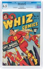 "WHIZ COMICS" #34 SEPTEMBER 1942 CGC 6.5 FINE+.