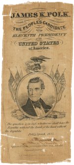 OUTSTANDING JAMES K. POLK PORTRAIT RIBBON FROM NEW ORLEANS, LA UNLISTED IN SULLIVAN/FISCHER.