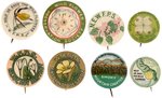 WILDFLOWER PRESERVATION SOCIETY EIGHT EARLY AND SCARCE BUTTONS.