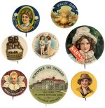 COLOR PLATE BUTTONS (8) FROM CPB FOR WOMEN, CHILDREN & ORPHANS INCLUDING ADS.