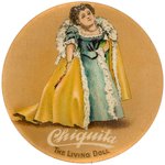 COLOR PLATE RARE 1898 EXPOSITION BUTTON FROM CPB SHOWING MIDGET "CHIQUITA".