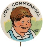 JOE CORNTASSEL OF ORPHAN ANNIE SCARCE 1931 VOTER'S BUTTON FROM OVALTINE.