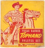 "TEXAS RANGER TOPHAND HOLSTER SET" W/STEVENS COWBOY KING CAST IRON CAP PISTOLS.