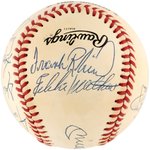 500 HOME RUN CLUB MULTI-SIGNED BASEBALL INCLUDING MICKEY MANTLE, TED WILLIAMS, WILLIE MAYS & OTHERS.