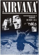 HISTORIC NIRVANA AND HOLE 1991 CONCERT POSTER FROM GENT, BELGIUM.