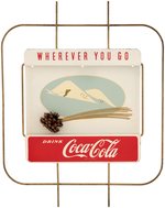 "WHEREVER YOU GO - DRINK COCA-COLA" TIN ADVERTISING DISPLAY.