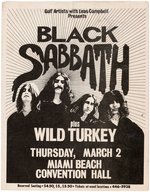 RARE BLACK SABBATH MIAMI BEACH CONVENTION CENTER 1972 CONCERT FLYER.