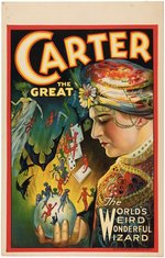 "CARTER THE GREAT" MAGICIAN WINDOW CARD PAIR.