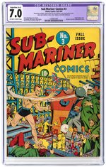 "SUB-MARINER COMICS" #3 FALL 1941 CGC RESTORED 7.0 SLIGHT/MOD. (A-2) FINE/VF.