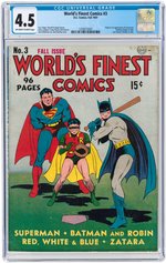 "WORLD'S FINEST" #3 FALL 1941 CGC 4.5 VG+ (FIRST SCARECROW).