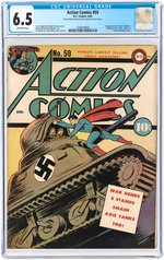 "ACTION COMICS" #59 APRIL 1943 CGC 6.5 FINE+.