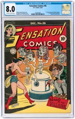 "SENSATION COMICS" #36 DECEMBER 1944 CGC 8.0 VF.