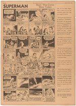 SUPERMAN 1940 "DES MOINES REGISTER" NEWSPAPER DAILY STRIP DEBUT PAGE.