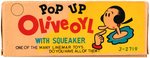 "POP UP OLIVE OYL WITH SQUEAKER" BOXED LINE MAR TOY.