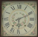 MANTEL CLOCK WITH EXCEPTIONAL "GEN. ANDREW JACKSON" REVERSE PAINTED GLASS PANEL.