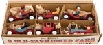 "6 OLD FASHIONED CARS WITH DISNEY CHARACTERS AS DRIVERS" BOXED MARX FRICTION CARS FULL DISPLAY BOX.