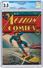 "ACTION COMICS" #25 JUNE 1940 CGC 3.5 VG-.