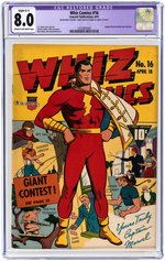 "WHIZ COMICS" #16 APRIL 1941 CGC RESTORED 8.0 SLIGHT (C-1) VF.