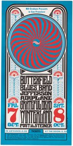 BILL GRAHAM CONCERT POSTER BG-30 FEATURING JEFFERSON AIRPLANE & THE GRATEFUL DEAD.