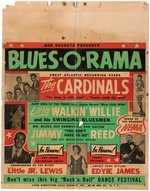 "BLUES-O-RAMA" THE CARDINALS, JIMMY REED "BIG ROCK 'N ROLL DANCE FESTIVAL" 1955 CONCERT POSTER.