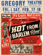 "HOT FROM HARLEM REVUE" 1956 ONTARIO CANADA "ROCK 'N ROLL SHOW!" BOXING STYLE CONCERT POSTER.