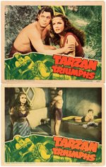 JOHNNY WEISSMULLER "TARZAN TRIUMPHS" LOBBY CARD PAIR.