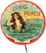 OUTSTANDING GRAPHIC 1908 BUTTON FOR "LONG BEACH FESTIVAL OF THE SEA"