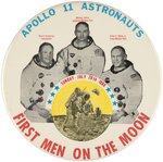 "APOLLO 11 ASTRONAUTS/FIRST MEN ON THE MOON" SCARCE 9" BUTTON W/EASEL.