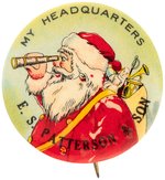 SANTA WITH TELESCOPE AND TOY PACK RARE BUTTON C. 1920 BY BROWN & BIGELOW.