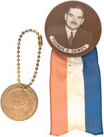 "THOMAS E. DEWEY" PORTRAIT BUTTON AND "FREEDOM PLEDGE" TOKEN.