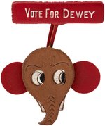 "VOTE FOR DEWEY" EMBOSSED LEATHER PIN BACK.