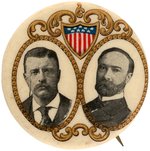 ROOSEVELT/FAIRBANKS AMERICAN SHIELD AND FILIGREE JUGATE BUTTON.