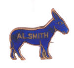 "AL SMITH" ENAMEL ON BRASS DONKEY PIN.