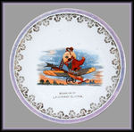 SOUVENIR CHINA PLATE WITH EARLY AIRPLANE ILLUSTRATION.