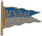 "McKINLEY AND HOBART" ENAMELED BRASS STUD BACK.