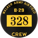 "B-29 CREW" BUTTON FOR SUPERFORTRESS BOMBER TRAINING FIELD IN KANSAS 1943-1946.