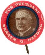 "FOR PRESIDENT WARREN G. HARDING" TINY PORTRAIT BUTTON.