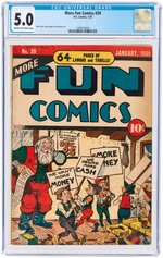 "MORE FUN COMICS" #39 JANUARY 1939 CGC 5.0 VG/FINE.