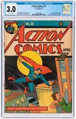 "ACTION COMICS" #23 APRIL 1940 CGC 3.0 GOOD/VG (FIRST LEX LUTHOR).