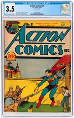 "ACTION COMICS" #31 DECEMBER 1940 CGC 3.5 VG-.