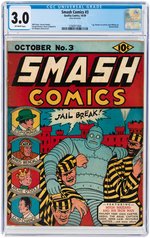 "SMASH COMICS" #3 OCTOBER 1939 CGC 3.0 GOOD/VG.